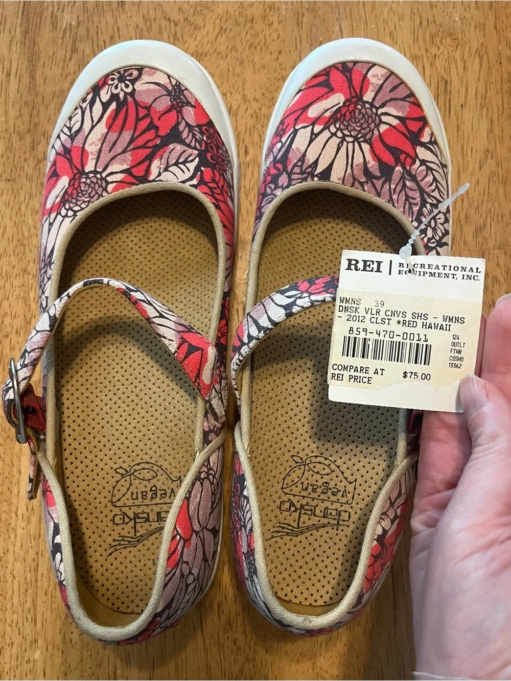 Dansko Valerie Vegan Floral Mary Jane Clogs Size 39 US 8.5-9 Pink Red